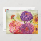 Farbenfrohe Zinnias Postkarte (Vorne/Hinten)