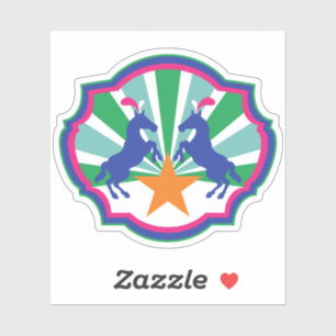 Farbenfrohe Zirkusausstellung Ponys Aufkleber