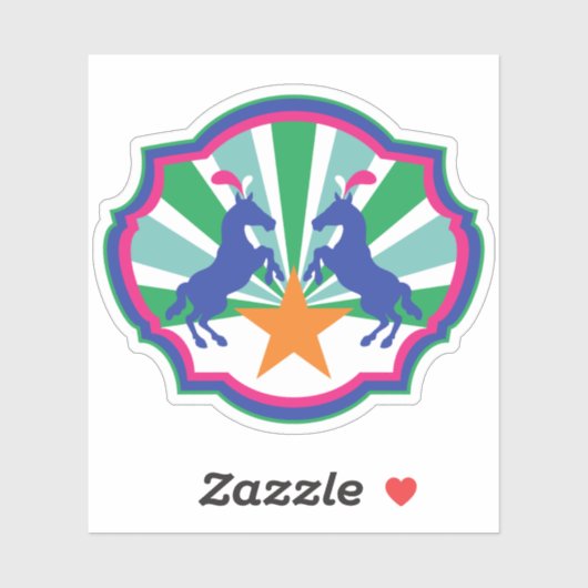 Farbenfrohe Zirkusausstellung Ponys Aufkleber (Blatt)