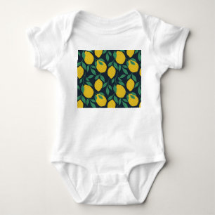 Farbenfrohe Zitronen: Handgezogene Dynamik. Baby Strampler