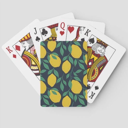 Farbenfrohe Zitronen: Handgezogene Dynamik. Spielkarten (Rückseite)