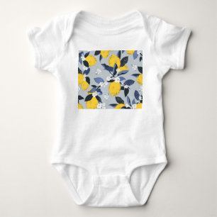 Farbenfrohe Zitronen: Zitrusblumenmuster Baby Strampler