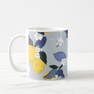 Farbenfrohe Zitronen: Zitrusblumenmuster Kaffeetasse