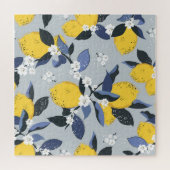 Farbenfrohe Zitronen: Zitrusblumenmuster Puzzle (Horizontal)