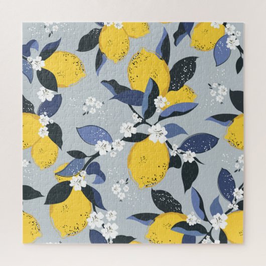 Farbenfrohe Zitronen: Zitrusblumenmuster Puzzle (Vertikal)
