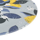 Farbenfrohe Zitronen: Zitrusblumenmuster Schneidebrett (Ecke)