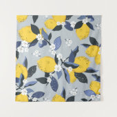 Farbenfrohe Zitronen: Zitrusblumenmuster Wandteppich (Vorderseite (Horizontal))