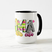 Farbenfrohe zitronenfarbene MAMA-Buchstaben Tasse (VorderseiteRechts)