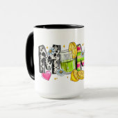 Farbenfrohe zitronenfarbene MAMA-Buchstaben Tasse (Vorderseite Links)