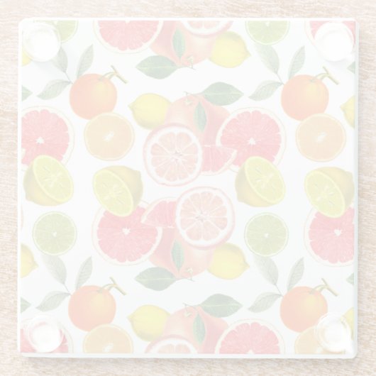 Farbenfrohe Zitrusfrüchte Glasuntersetzer (Rückseite)