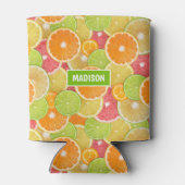 Farbenfrohe Zitrusfrüchte-Monogramm Dosenkühler (Rückseite)
