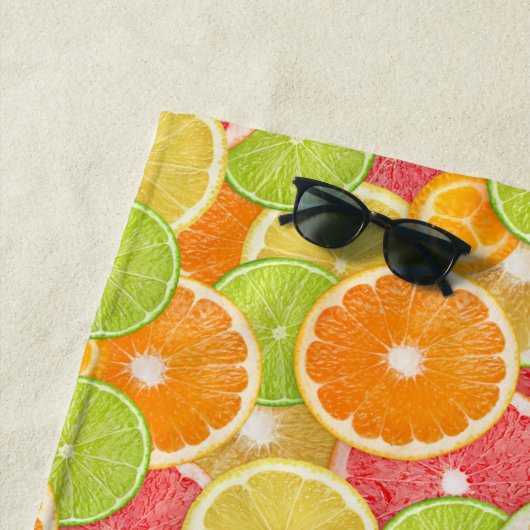 Farbenfrohe Zitrusfrüchte-Monogramm Strandtuch (Beispiel)