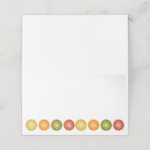 Farbenfrohe Zitrusfrüchte Themenkarten Platzkarte (Außenseite Aufgefaltet)