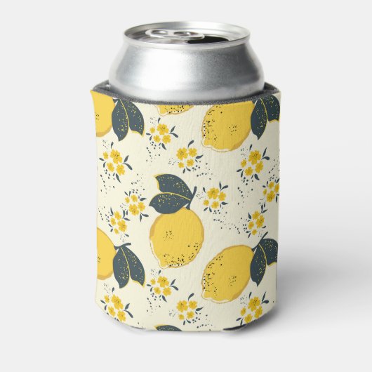 Farbenfrohe Zitrusfrüchte, Zitrone Blume. Dosenkühler (Kanne Rückseite)