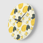 Farbenfrohe Zitrusfrüchte, Zitrone Blume. Große Wanduhr (Winkel)