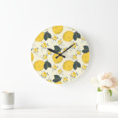 Farbenfrohe Zitrusfrüchte, Zitrone Blume. Große Wanduhr (Zuhause)