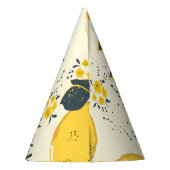 Farbenfrohe Zitrusfrüchte, Zitrone Blume. Partyhütchen (Rückseite)