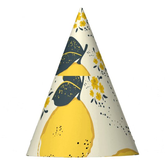 Farbenfrohe Zitrusfrüchte, Zitrone Blume. Partyhütchen (Vorderseite)