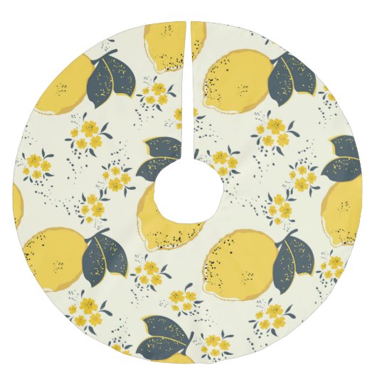 Farbenfrohe Zitrusfrüchte, Zitrone Blume. Polyester Weihnachtsbaumdecke (Vorderseite)