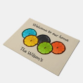 Farbenfrohe Zitrusscheiben Türmatte (Schrägansicht)