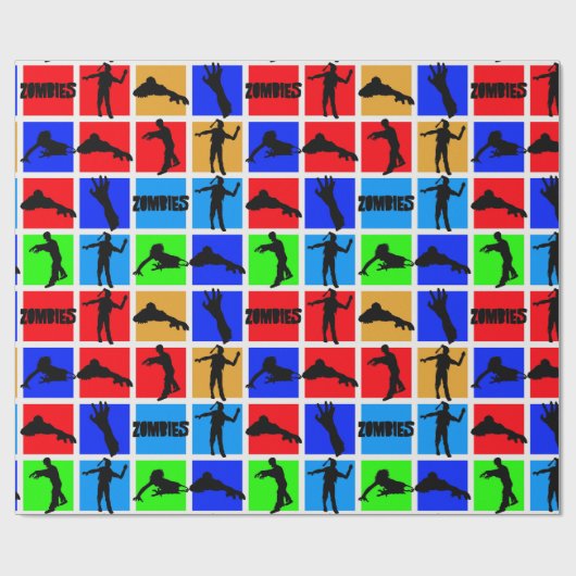 Farbenfrohe Zombies Muster Geschenkpapier (Flach)