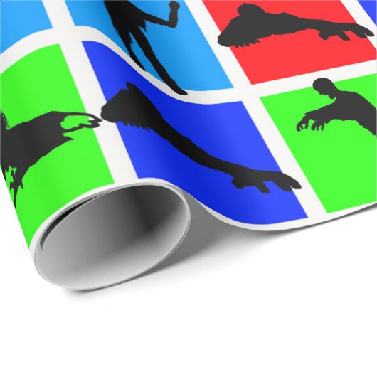 Farbenfrohe Zombies Muster Geschenkpapier (Rolleneckpunkt)