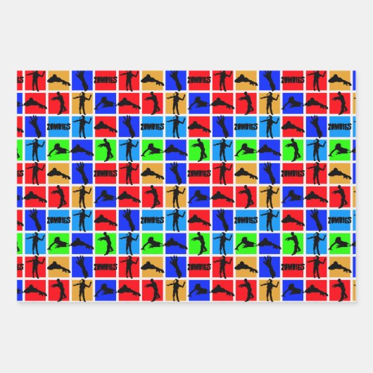 Farbenfrohe Zombies Muster Geschenkpapier Set (Vorderseite 3)