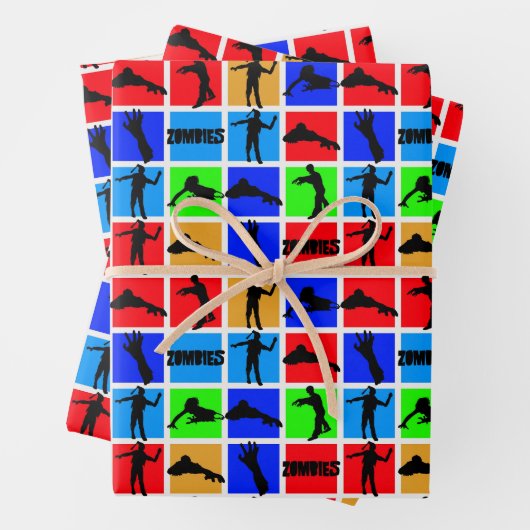 Farbenfrohe Zombies Muster Geschenkpapier Set (Beispiel)