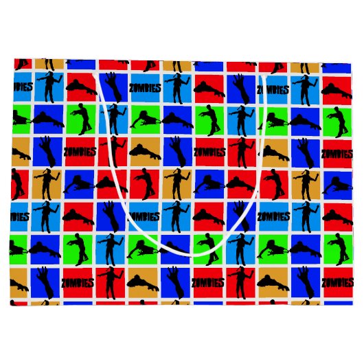 Farbenfrohe Zombies Muster Große Geschenktüte (Rückseite)