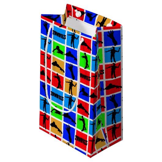 Farbenfrohe Zombies Muster Kleine Geschenktüte (Vorderseite Schrägansicht)