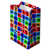 Farbenfrohe Zombies Muster Mittlere Geschenktüte (Rückseite Schrägansicht)