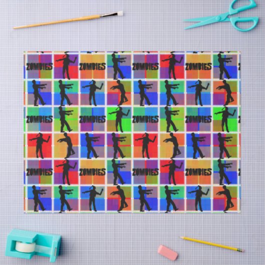 Farbenfrohe Zombies Muster Seidenpapier (Basteln)