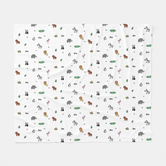 Farbenfrohe Zoo Animal Fun Fleecedecke (Vorderseite (Horizontal))