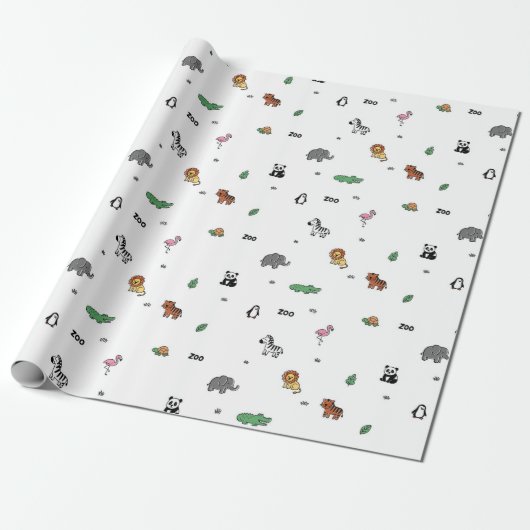 Farbenfrohe Zoo Animal Fun Geschenkpapier (Ungerollt)