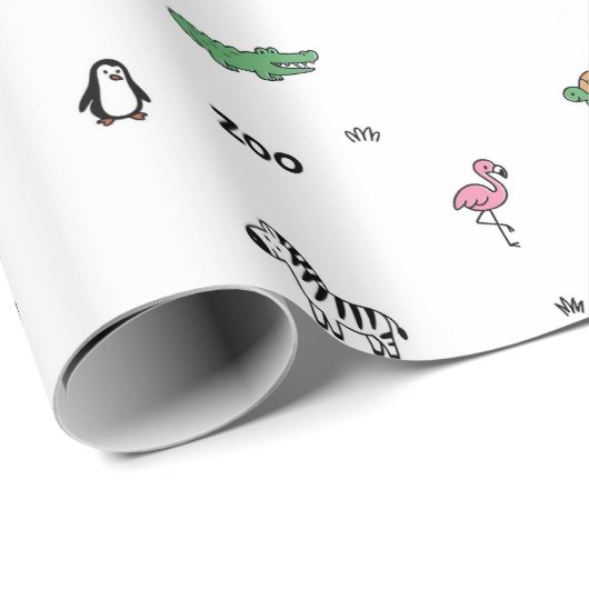 Farbenfrohe Zoo Animal Fun Geschenkpapier (Rolleneckpunkt)