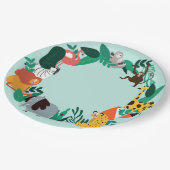 Farbenfrohe Zootiere Pappteller (Schrägansicht)