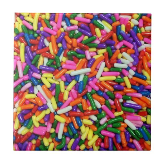 Farbenfrohe Zucker-Sprinkles Fliese (Vorderseite)