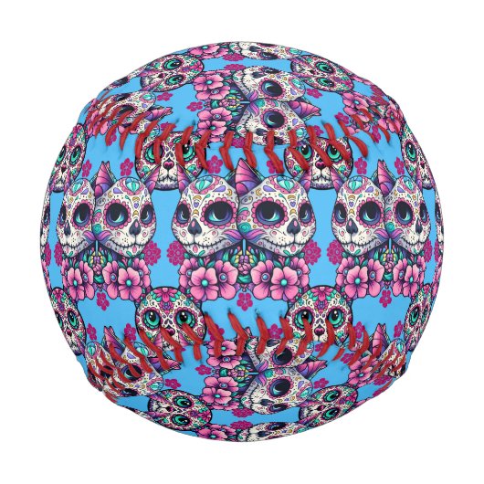 Farbenfrohe Zuckerkatze Muster Baseball (Vorderseite)