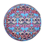 Farbenfrohe Zuckerkatze Muster Baseball (Vorderseite Links)