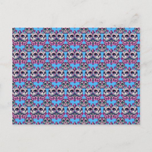 Farbenfrohe Zuckerkatze Muster Postkarte (Vorderseite)