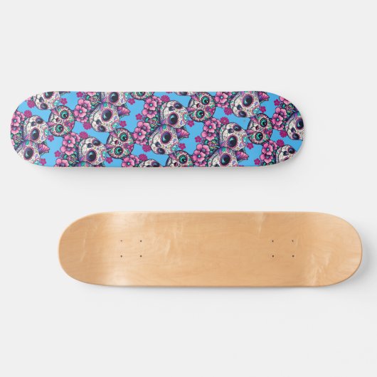 Farbenfrohe Zuckerkatze Muster Skateboard (Horizontal)