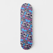 Farbenfrohe Zuckerkatze Muster Skateboard (Vorderseite)