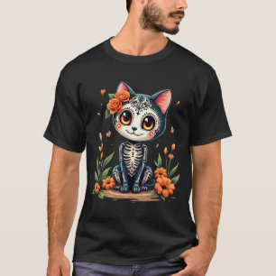 Farbenfrohe Zuckerkatze T-Shirt mexikanisches Hall