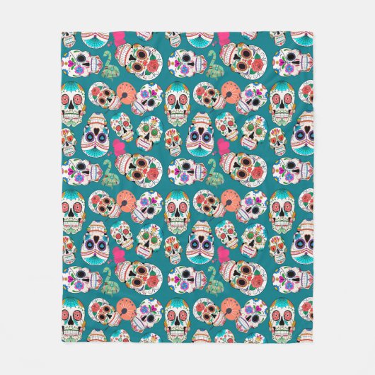 Farbenfrohe Zuckerkull-Muster Fleecedecke (Vorderseite)