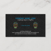 Farbenfrohe Zuckerkulpturen und schwarze Paisley Visitenkarte (Rückseite)