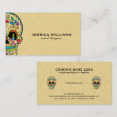 Farbenfrohe Zuckerkultur & Beige Paisley Visitenkarte (Vorne/Hinten)