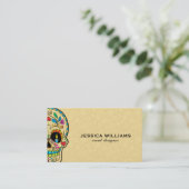 Farbenfrohe Zuckerkultur & Beige Paisley Visitenkarte (Stehend Vorderseite)