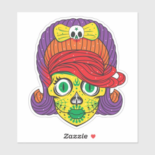 Farbenfrohe Zuckerkultur Kunst, Dichtung und Musik Aufkleber (Blatt)