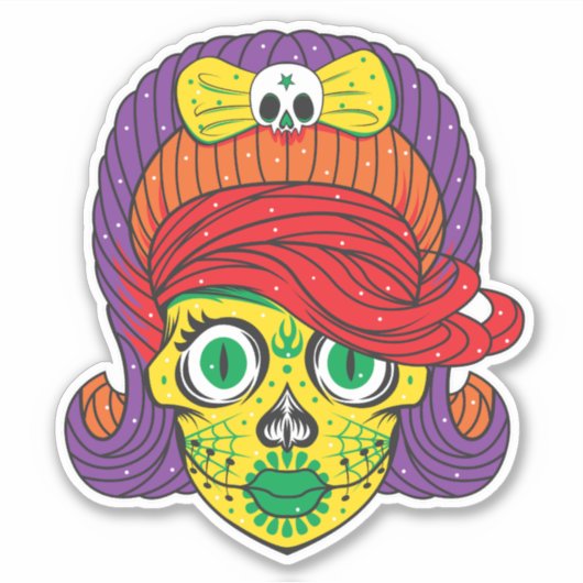 Farbenfrohe Zuckerkultur Kunst, Dichtung und Musik Aufkleber (Vorderseite)