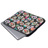 Farbenfrohe Zuckerkulturen auf schwarz Laptopschutzhülle (Vorne Knopf)